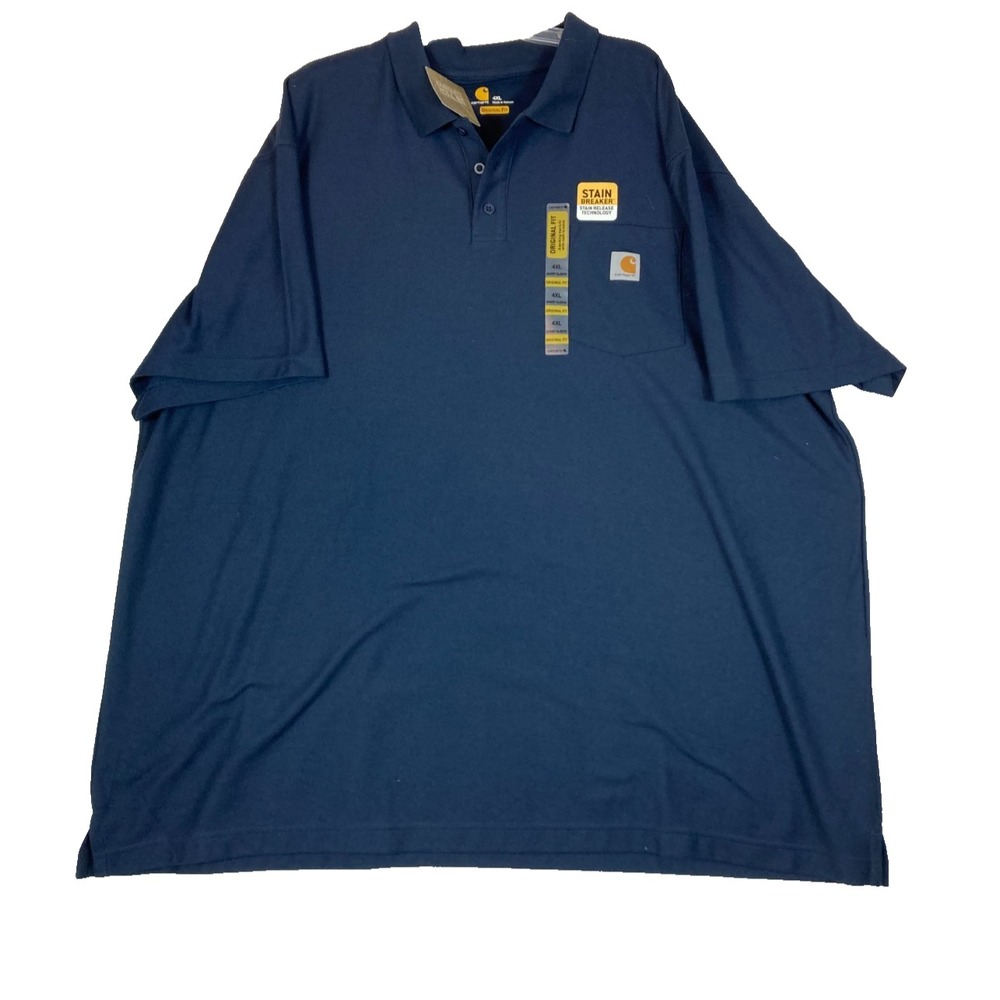 Carhartt Men's Polo Shirt Size 4XL Original Fit Navy Blue Gorpcore Work NWT